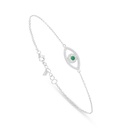 Sterling Silver 925 Bracelet Rhodium Plated Embedded With Emerald Zircon And White Zircon