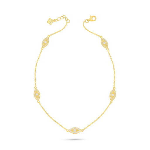 [ANK02WCZ00000A033] Sterling Silver 925 Anklet Golden Plated Embedded With White Zircon