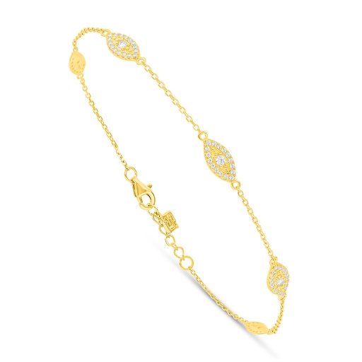 [BRC02WCZ00000B584] Sterling Silver 925 Bracelet Golden Plated Embedded With White Zircon