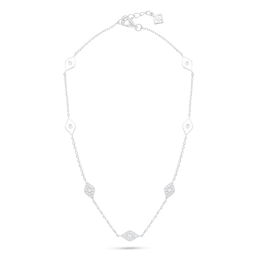 [ANK01WCZ00000A040] Sterling Silver 925 Anklet Rhodium Plated Embedded With White Zircon