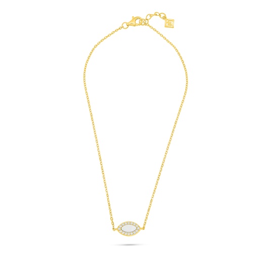 [ANK02MOP00WCZA037] Sterling Silver 925 Anklet Golden Plated Embedded With White Shell And White Zircon