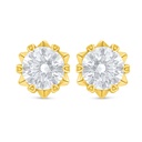 Sterling Silver 925 Earring Golden Plated Embedded With White Zircon