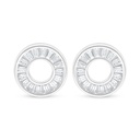 Sterling Silver 925 Earring Rhodium Plated Embedded With White Zircon