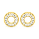 Sterling Silver 925 Earring Golden Plated Embedded With White Zircon