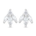 Sterling Silver 925 Earring Rhodium Plated Embedded With White Zircon