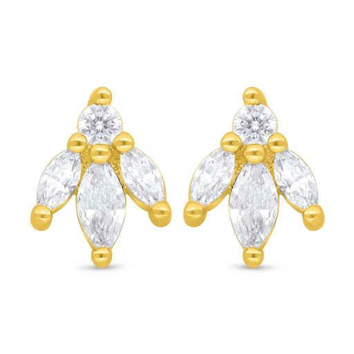 [EAR02WCZ00000D084] Sterling Silver 925 Earring Golden Plated Embedded With White Zircon