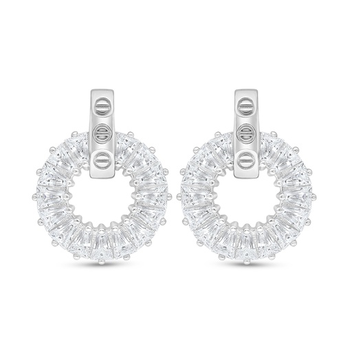 [EAR01WCZ00000D087] Sterling Silver 925 Earring Rhodium Plated Embedded With White Zircon