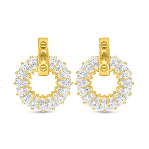 [EAR02WCZ00000D087] Sterling Silver 925 Earring Golden Plated Embedded With White Zircon