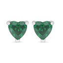 Sterling Silver 925 Earring Rhodium Plated Embedded With Emerald Zircon 