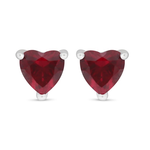 [EAR01RUB00000D088] Sterling Silver 925 Earring Rhodium Plated Embedded With Ruby Corundum 