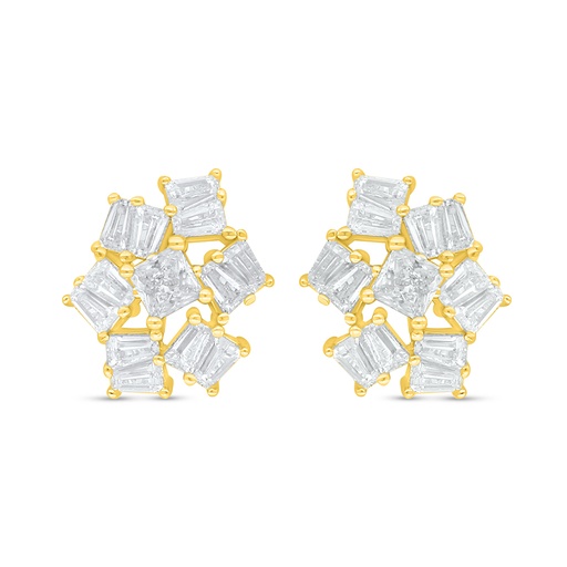 [EAR02WCZ00000D089] Sterling Silver 925 Earring Golden Plated Embedded With White Zircon