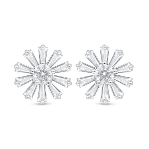 [EAR01WCZ00000D090] Sterling Silver 925 Earring Rhodium Plated Embedded With White Zircon