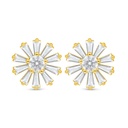 Sterling Silver 925 Earring Golden Plated Embedded With White Zircon