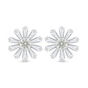 Sterling Silver 925 Earring Rhodium Plated Embedded With Yellow Diamond And White Zircon