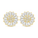 Sterling Silver 925 Earring Golden Plated Embedded With White Zircon