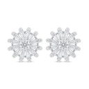 Sterling Silver 925 Earring Rhodium Plated Embedded With White Zircon