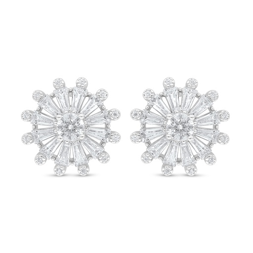 [EAR01WCZ00000D092] Sterling Silver 925 Earring Rhodium Plated Embedded With White Zircon