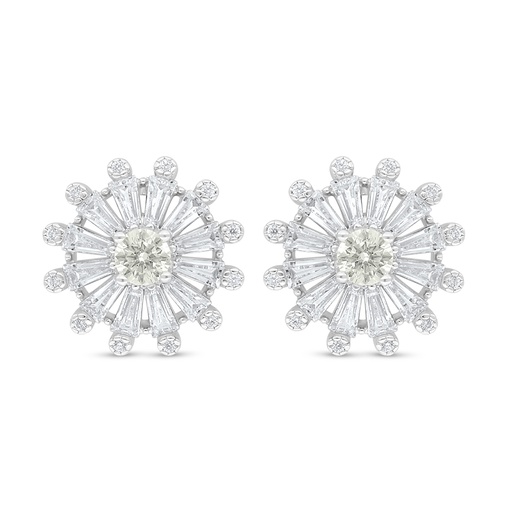 [EAR01CIT00WCZD092] Sterling Silver 925 Earring Rhodium Plated Embedded With Yellow Diamond And White Zircon