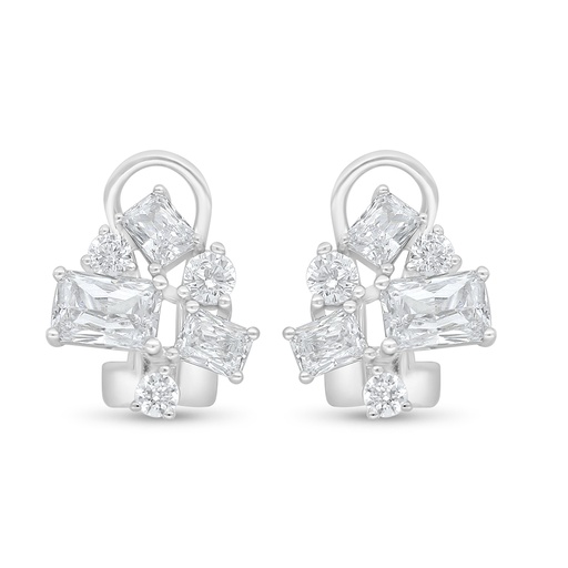 [EAR01WCZ00000D093] Sterling Silver 925 Earring Rhodium Plated Embedded With White Zircon