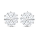 Sterling Silver 925 Earring Rhodium Plated Embedded With White Zircon