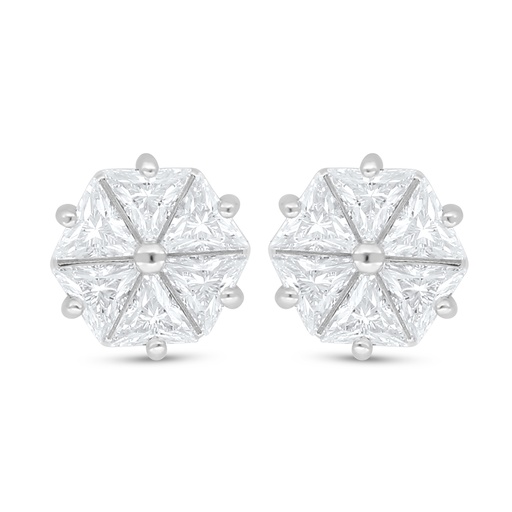 [EAR01WCZ00000D094] Sterling Silver 925 Earring Rhodium Plated Embedded With White Zircon