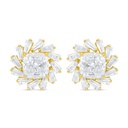 Sterling Silver 925 Earring Golden Plated Embedded With White Zircon