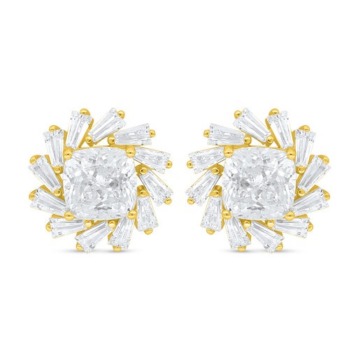 [EAR02WCZ00000D095] Sterling Silver 925 Earring Golden Plated Embedded With White Zircon