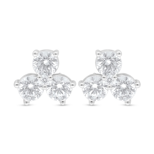 [EAR01WCZ00000D097] Sterling Silver 925 Earring Rhodium Plated Embedded With White Zircon