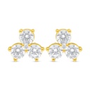 Sterling Silver 925 Earring Golden Plated Embedded With White Zircon