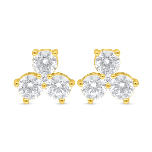 [EAR02WCZ00000D097] Sterling Silver 925 Earring Golden Plated Embedded With White Zircon