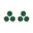 Sterling Silver 925 Earring Rhodium Plated Embedded With Emerald Zircon And White Zircon