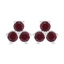 Sterling Silver 925 Earring Rhodium Plated Embedded With Ruby Corundum And White Zircon