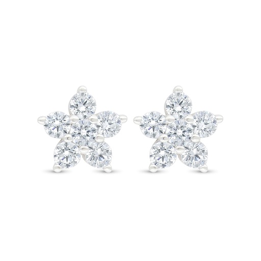 [EAR01WCZ00000D098] Sterling Silver 925 Earring Rhodium Plated Embedded With White Zircon