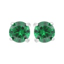 Sterling Silver 925 Earring Rhodium Plated Embedded With Emerald Zircon 