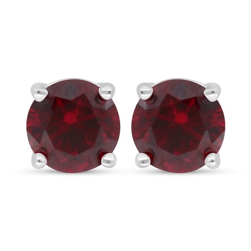 [EAR01RUB00000D099] Sterling Silver 925 Earring Rhodium Plated Embedded With Ruby Corundum 