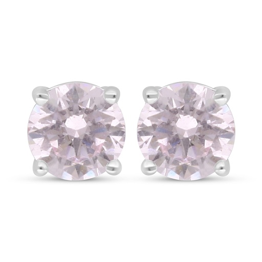 [EAR01PIK00000D099] Sterling Silver 925 Earring Rhodium Plated Embedded With Pink Zircon 