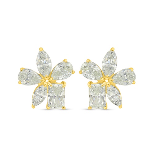 [EAR02CIT00000D100] Sterling Silver 925 Earring Golden Plated Embedded With Yellow Diamond 