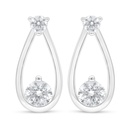 Sterling Silver 925 Earring Rhodium Plated Embedded With White Zircon