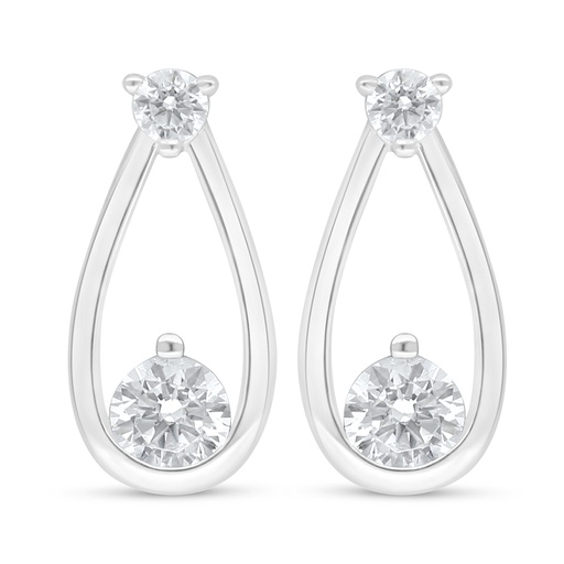 [EAR01WCZ00000D101] Sterling Silver 925 Earring Rhodium Plated Embedded With White Zircon