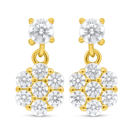 [EAR02WCZ00000D102] Sterling Silver 925 Earring Golden Plated Embedded With White Zircon