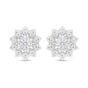 Sterling Silver 925 Earring Rhodium Plated Embedded With White Zircon