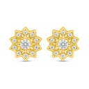 Sterling Silver 925 Earring Golden Plated Embedded With White Zircon