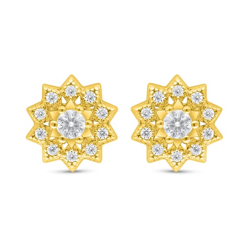 [EAR02WCZ00000D104] Sterling Silver 925 Earring Golden Plated Embedded With White Zircon