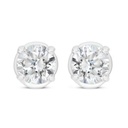 Sterling Silver 925 Earring Rhodium Plated Embedded With White Zircon