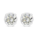 Sterling Silver 925 Earring Rhodium Plated Embedded With Yellow Diamond 