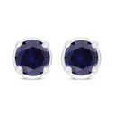 Sterling Silver 925 Earring Rhodium Plated Embedded With Sapphire Corundum