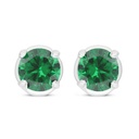 Sterling Silver 925 Earring Rhodium Plated Embedded With Emerald Zircon 