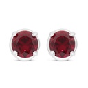 Sterling Silver 925 Earring Rhodium Plated Embedded With Ruby Corundum 