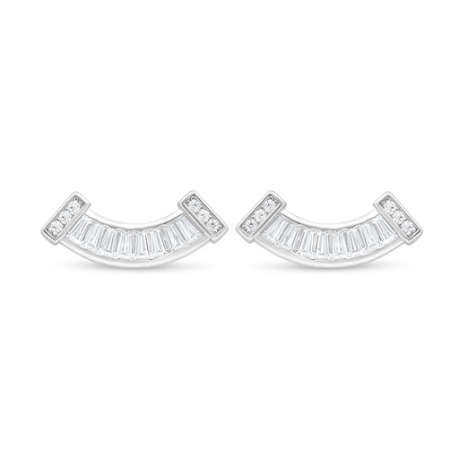 [EAR01WCZ00000D107] Sterling Silver 925 Earring Rhodium Plated Embedded With White Zircon