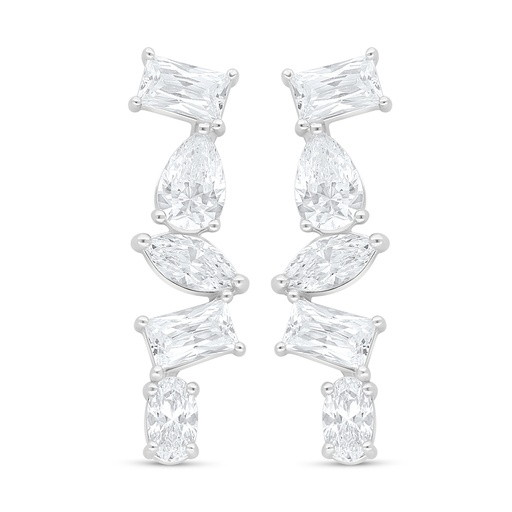 [EAR01WCZ00000D108] Sterling Silver 925 Earring Rhodium Plated Embedded With White Zircon